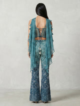 Blue georgette designer party wear palazzo suit