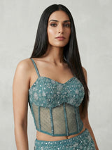 Blue georgette designer party wear palazzo suit