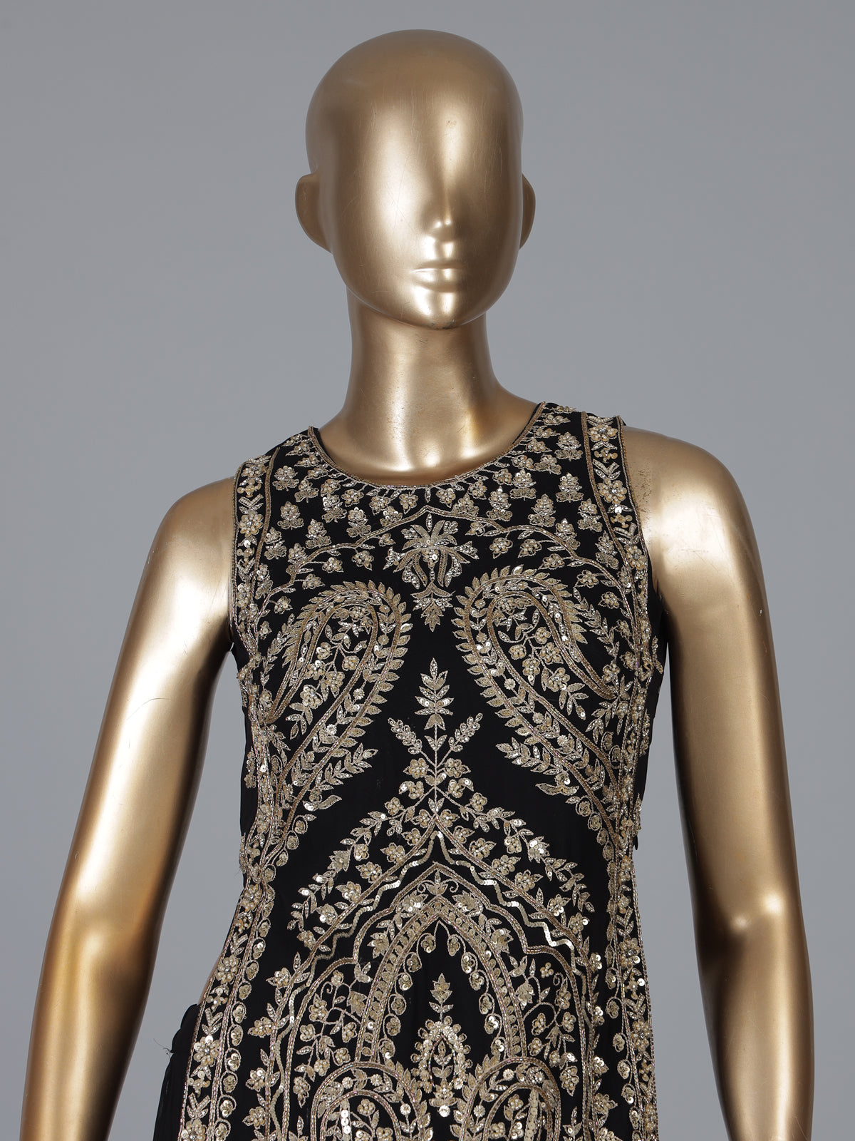 Black georgette palazzo suit with sequin shine