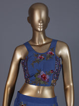 Indigo blue designer festive wear palazzo suit