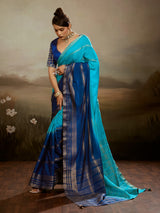 Blue celestial shaded saree with royal grace