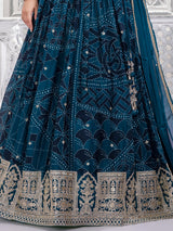 Navy printed georgette lehenga choli for girls