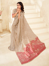 Red festive bloom saree with timeless beauty