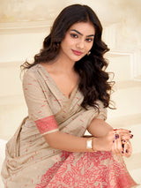 Red festive bloom saree with timeless beauty