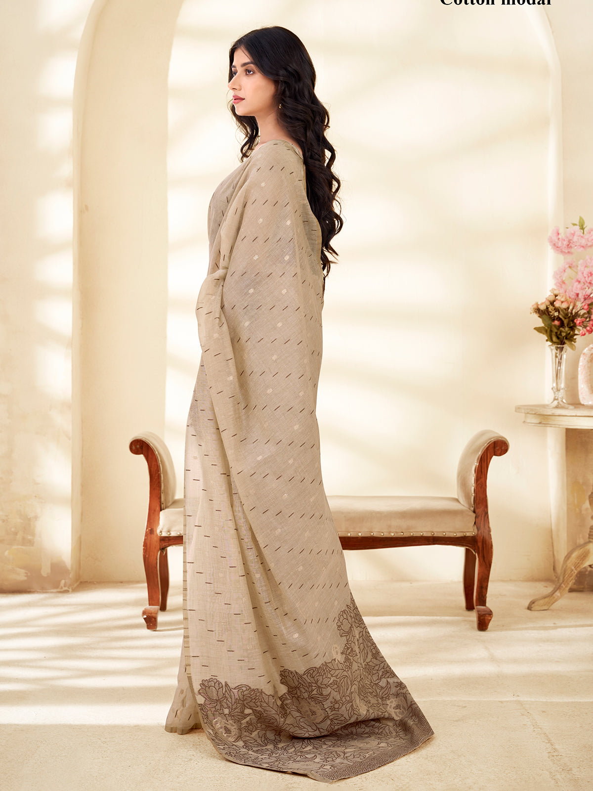 Black heritage threadwork saree with modern elegance