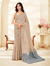 Blue handcrafted elegance saree with artistic charm