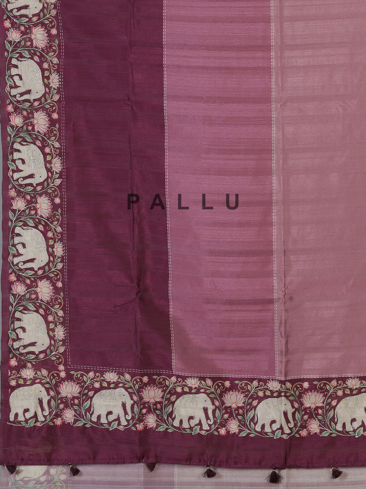 Pink elephant motif festive tussar saree
