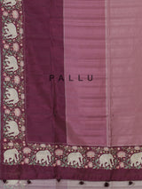 Pink elephant motif festive tussar saree