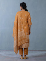 Peach silk kurti set with mirror and sequin work