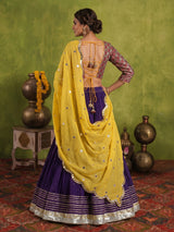 Purple cotton silk festive lehenga choli