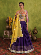 Purple cotton silk festive lehenga choli