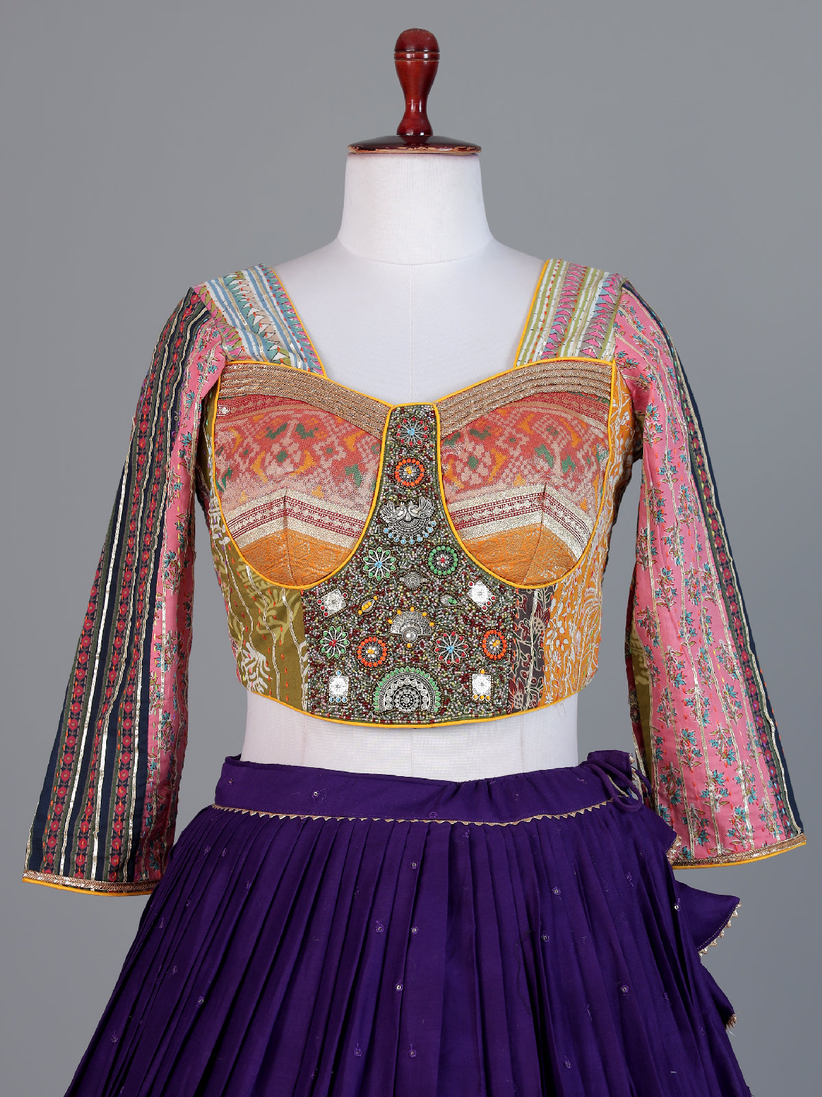 Purple cotton silk festive lehenga choli