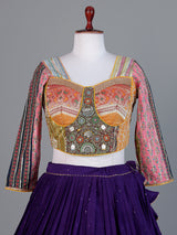 Purple cotton silk festive lehenga choli