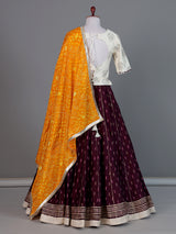 Cream wine cotton festive lehenga choli