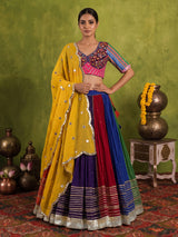 Multicolor cotton silk Garba lehenga choli