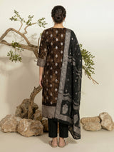 Brown silk festive kurti set with silver zari detailing