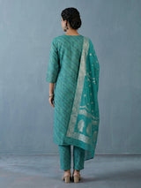 Rama green silk bandhani print festive kurti set