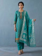 Rama green silk bandhani print festive kurti set