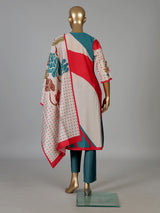 Multicolor silk blend festive kurti set with wave print