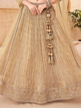 Beige silk embroidered designer lehenga choli