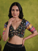 Black tissue silk navratri lehenga choli with gota patti