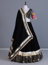 Black tissue silk navratri lehenga choli with gota patti