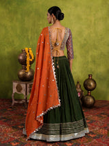 Green tissue silk navratri wear lehenga choli