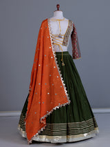 Green tissue silk navratri wear lehenga choli