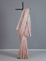 Peach tissue silk saree for wedding celebration