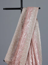 Peach tissue silk saree for wedding celebration