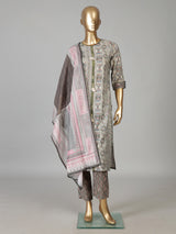 Navy cotton silk kurti set with printed dupatta