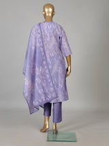 Light lavender cotton silk kurti set with printed dupatta