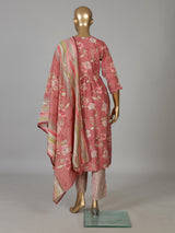 Onion pink cotton silk nyra cut kurti set