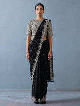 Black tissue silk designer saree with elegant embellishments