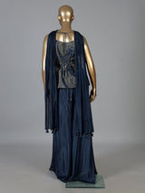 Pastel blue silk embellished palazzo suit with dupatta