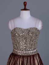 Brown georgette embellished lehenga choli with elegant dupatta