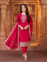 Rani pink chanderi silk festive royal salwar suit