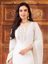 Cream chanderi silk elegant celebration wear