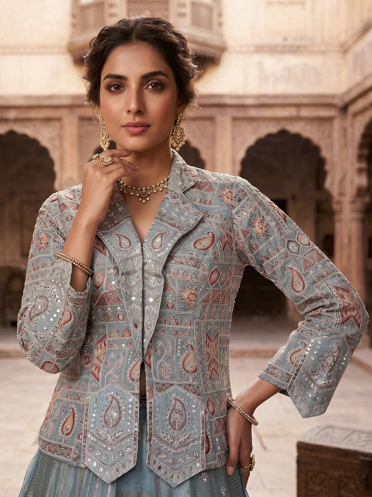 Pastel sky blue silk designer lehenga choli with dupatta