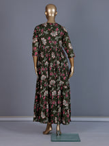 Mehendi green floral printed cotton silk casual kurti