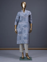 Grey printed cotton blend casual ethnic kurti design
