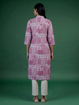 Light purple printed cotton blend stylish casual kurti
