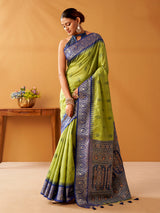 Green temple border modal cotton saree