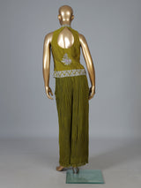 Mehendi green georgette designer palazzo suit for celebrations