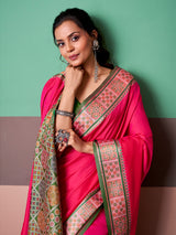 Pink vibrant patola weave silk saree