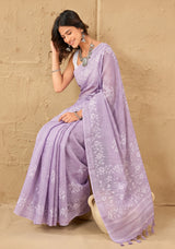 Light purple botanical saree with graceful charm