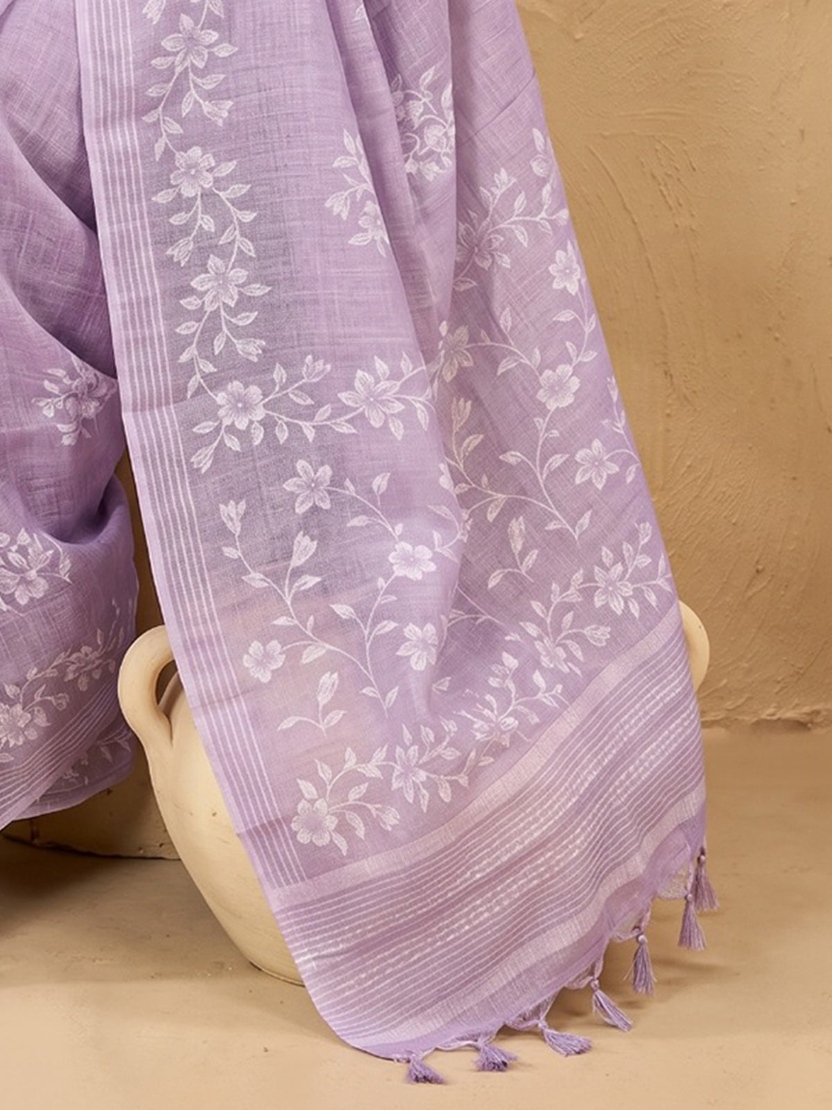 Light purple botanical saree with graceful charm