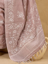 Light brown printed saree with natural elegance