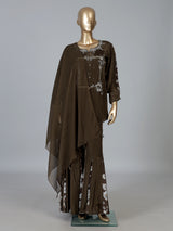 Mehendi green crepe silk palazzo suit elegance