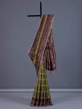 Mehendi green art silk saree with printed elegance
